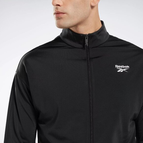 Reebok Mens Regular fit Track Jacket Coat Size M Black Solid MSRP $50 Black - Picture 6 of 7